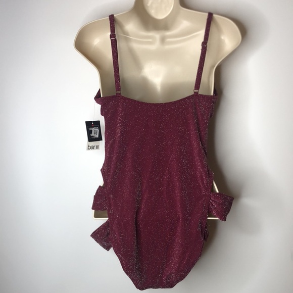 NWT Bar III Shimmer Strappy-Leg One-Piece Blackberry M NEW WITH TAGS - Picture 6 of 9